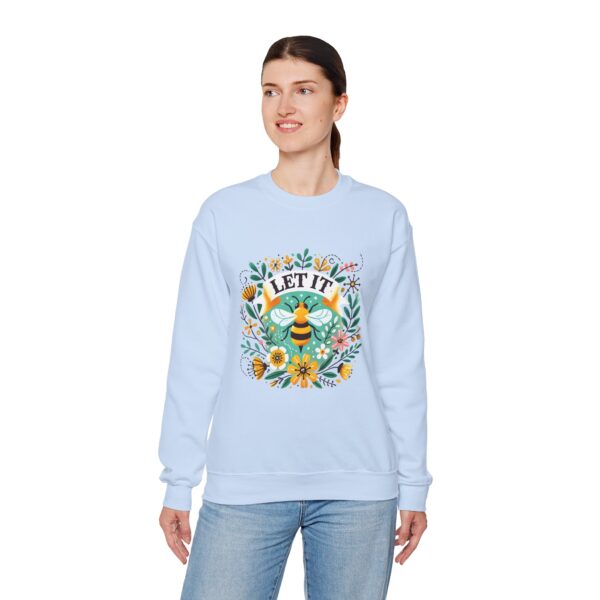 Let It Bee Floral Design - Nature-Inspired Bee and Flowers Art Unisex Heavy Blend™ Crewneck Sweatshirt