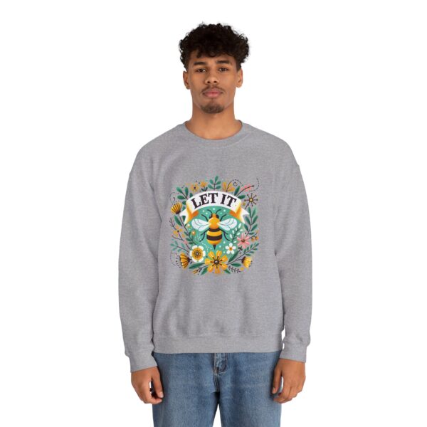 Let It Bee Floral Design - Nature-Inspired Bee and Flowers Art Unisex Heavy Blend™ Crewneck Sweatshirt