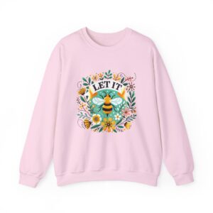 Let It Bee Floral Design - Nature-Inspired Bee and Flowers Art Unisex Heavy Blend™ Crewneck Sweatshirt
