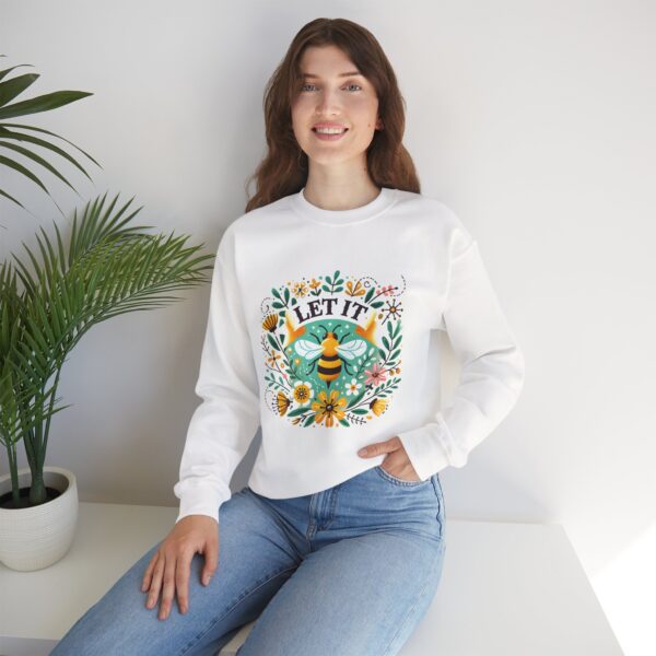 Let It Bee Floral Design - Nature-Inspired Bee and Flowers Art Unisex Heavy Blend™ Crewneck Sweatshirt