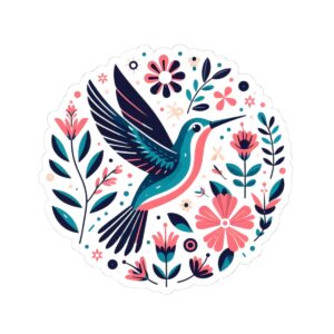 Vibrant Hummingbird Kiss-Cut Stickers | Floral Decor, Laptop Stickers, Nature Aesthetic, Cute Gifts, Scrapbooking