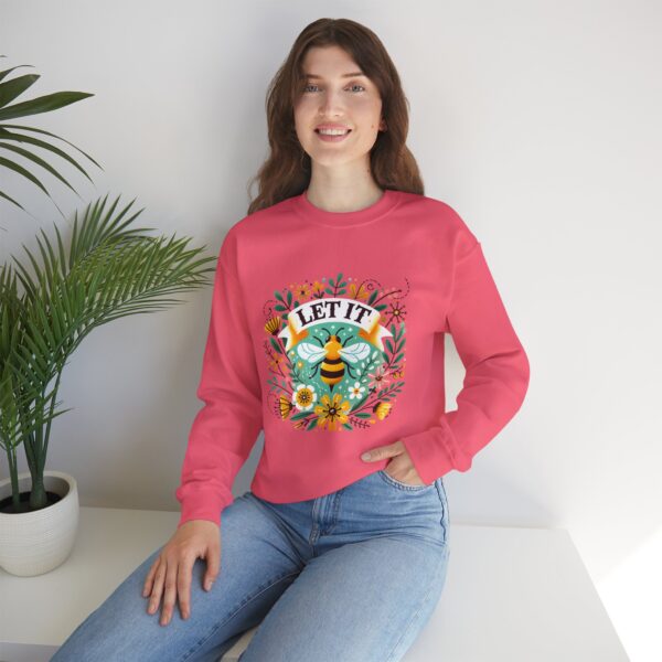 Let It Bee Floral Design - Nature-Inspired Bee and Flowers Art Unisex Heavy Blend™ Crewneck Sweatshirt