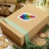 Vibrant Rainbow Feather Kiss-Cut Stickers - Artistic Laptop Decor
