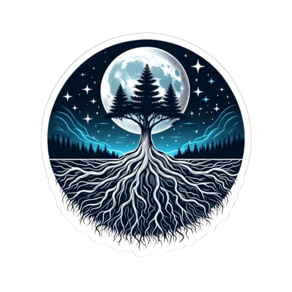 Mystic Tree Moon Kiss-Cut Stickers - Nature-Inspired Vinyl Decals for Laptops & Decor