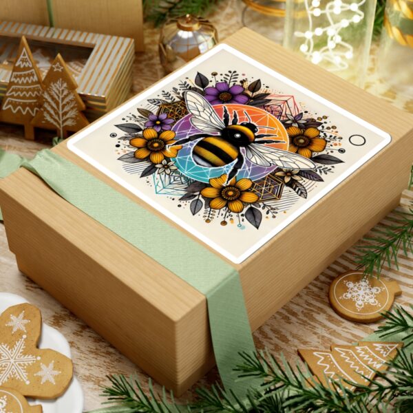 Bee-Inspired Kiss-Cut Stickers - Floral Design for Nature Lovers