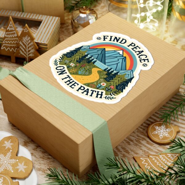 Find Peace Kiss-Cut Sticker - Nature Inspired, Outdoor Vibe, Perfect for Travel and Self-Care