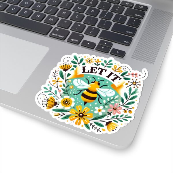 Let It Bee Floral Design - Nature-Inspired Bee and Flowers Art Kiss-Cut Stickers