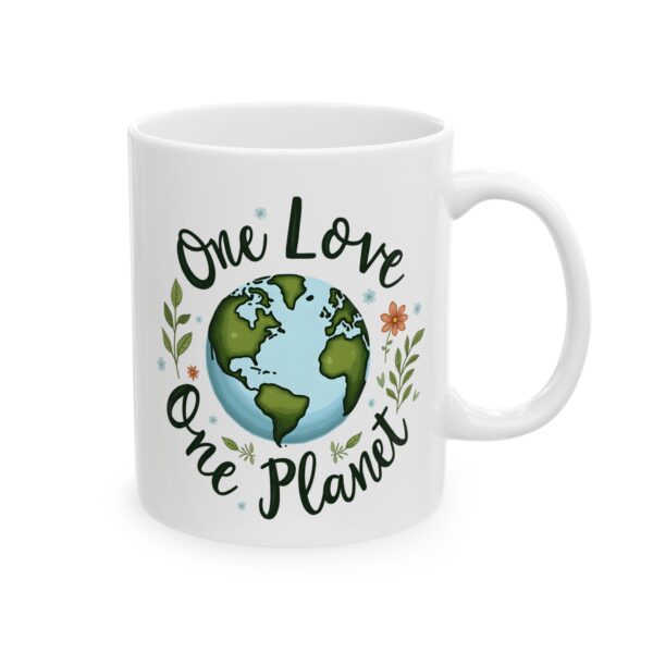 Eco-Friendly Ceramic Mug - One Planet Design, Sustainable Gift, Coffee Cup, Earth Lover Mug, Nature Inspired