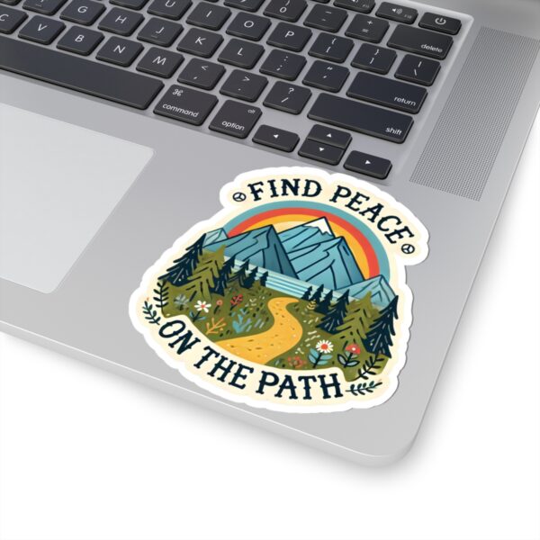 Find Peace Kiss-Cut Sticker - Nature Inspired, Outdoor Vibe, Perfect for Travel and Self-Care