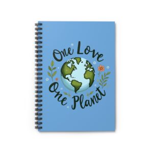 One Love One Planet Earth Notebook – Peaceful Eco Design with Flowers | Nature, Unity & Environmental Awareness Art