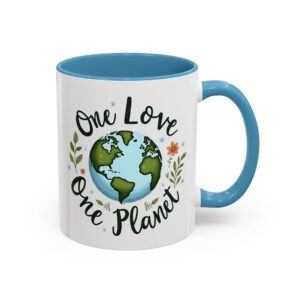 One Love One Planet Mug - Eco-Friendly Coffee Mug, Nature Lover Gift, Earth Day, Sustainable Living, Unique Tea Cup, Cute