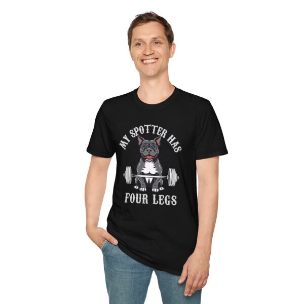 Funny Gym Shirt – "My Spotter Has Four Legs" Workout Motivation for Dog Lovers & Fitness Fans