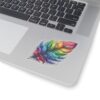 Vibrant Rainbow Feather Kiss-Cut Stickers - Artistic Laptop Decor