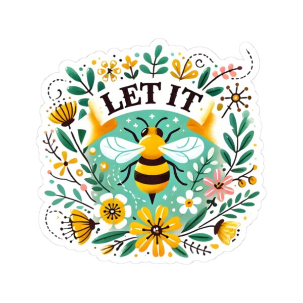 Let It Bee Floral Design - Nature-Inspired Bee and Flowers Art Kiss-Cut Stickers