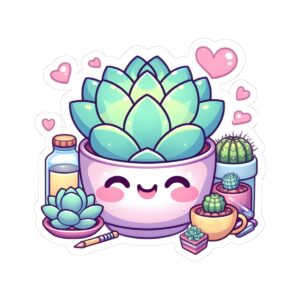 Cute Succulent Kiss-Cut Stickers for Plant Lovers - Perfect for Laptops, Journals, and Gifts