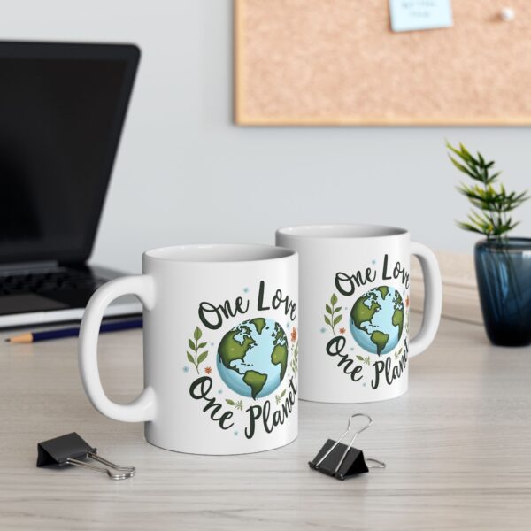 Eco-Friendly Ceramic Mug - One Planet Design, Sustainable Gift, Coffee Cup, Earth Lover Mug, Nature Inspired