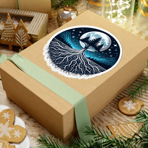 Mystic Tree Moon Kiss-Cut Stickers - Nature-Inspired Vinyl Decals for Laptops & Decor