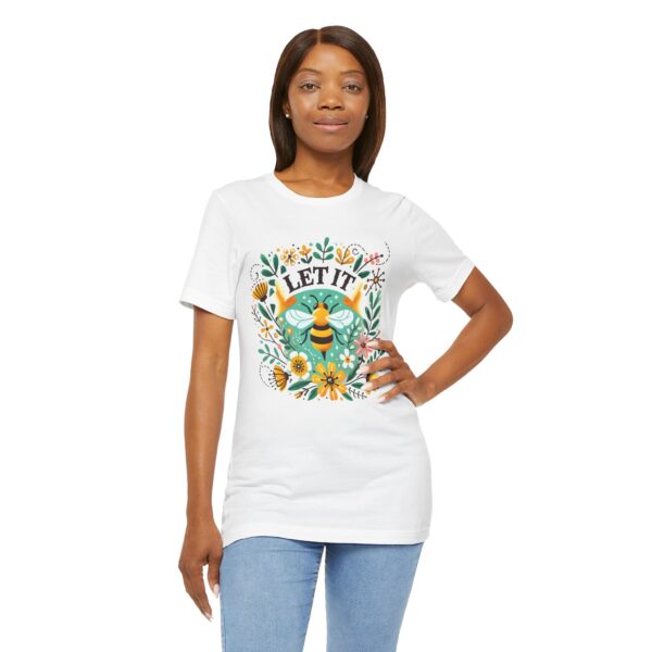 Let It Bee Floral Design - Nature-Inspired Bee and Flowers Art Unisex Jersey Short Sleeve Tee