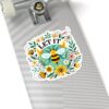 Let It Bee Floral Design - Nature-Inspired Bee and Flowers Art Kiss-Cut Stickers
