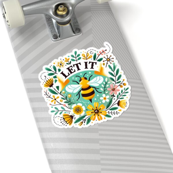 Let It Bee Floral Design - Nature-Inspired Bee and Flowers Art Kiss-Cut Stickers