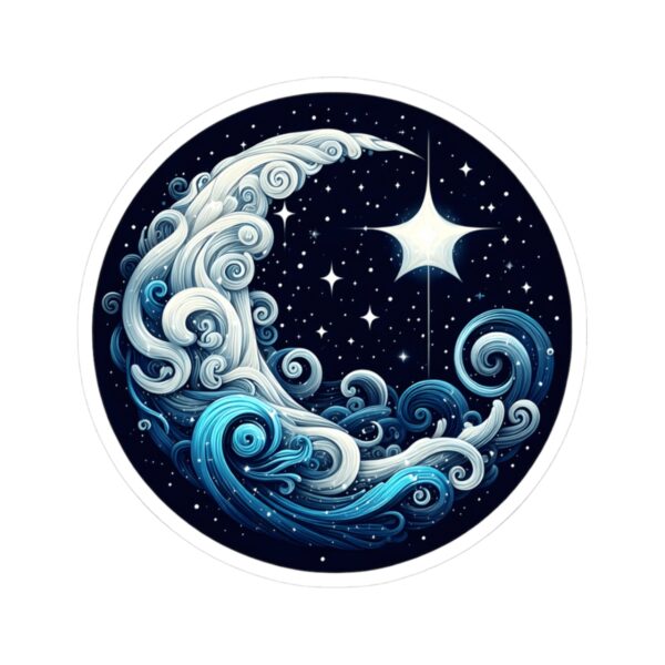Celestial Wave Kiss-Cut Stickers | Ocean-Inspired Art for Laptop & Water Bottles