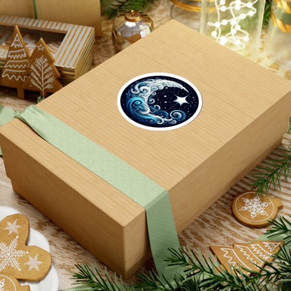 Celestial Wave Kiss-Cut Stickers | Ocean-Inspired Art for Laptop & Water Bottles