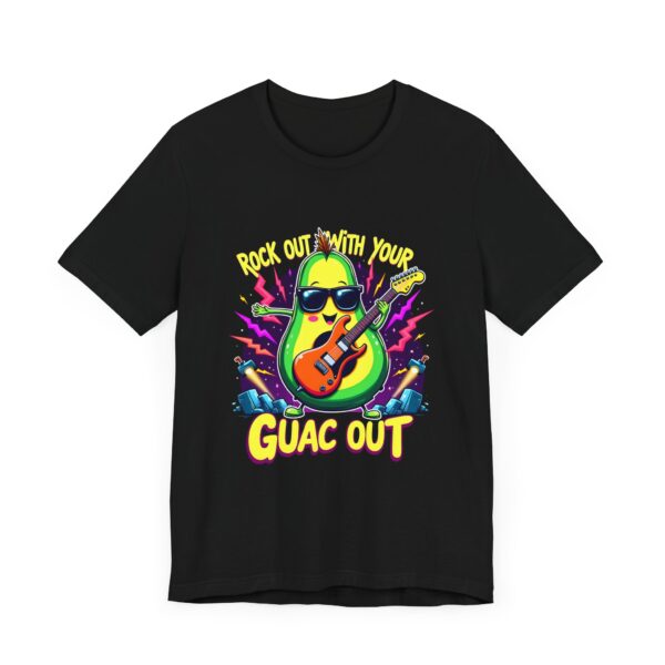 Funny Rock Out With Your Guac Out T-Shirt – Rock 'n Roll Avocado Humor Tee