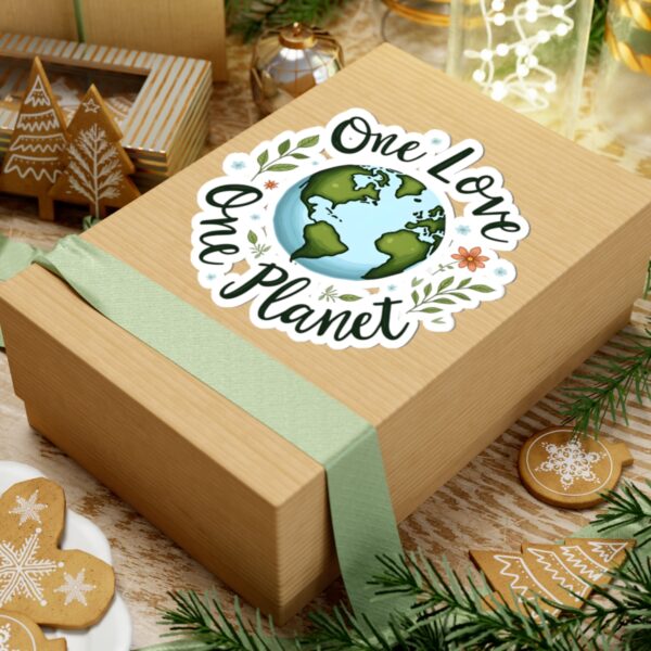 One Love One Planet Kiss-Cut Stickers - Eco-Friendly Nature Vibe Stickers for Sustainable Living