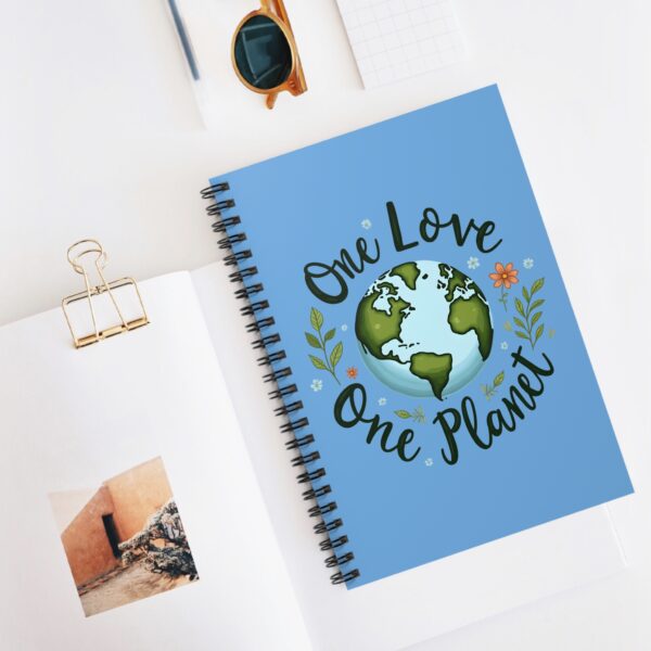 One Love One Planet Earth Notebook – Peaceful Eco Design with Flowers | Nature, Unity & Environmental Awareness Art