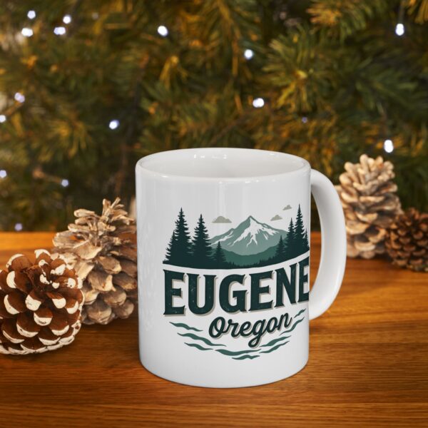 Eugene Oregon: College Town Vibes, Outdoor Adventure Nature Ceramic Mug, (11oz, 15oz)