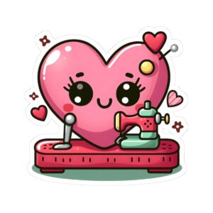 Cute Heart Sewing Machine Kiss-Cut Stickers for Crafters, Gifts & Decor