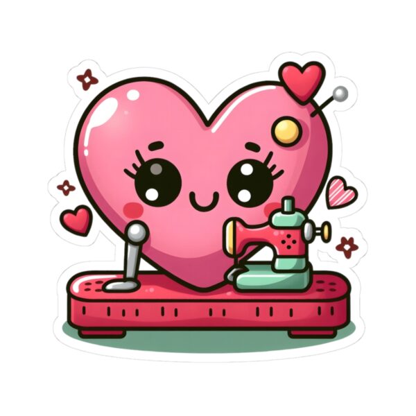 Cute Heart Sewing Machine Kiss-Cut Stickers for Crafters, Gifts & Decor