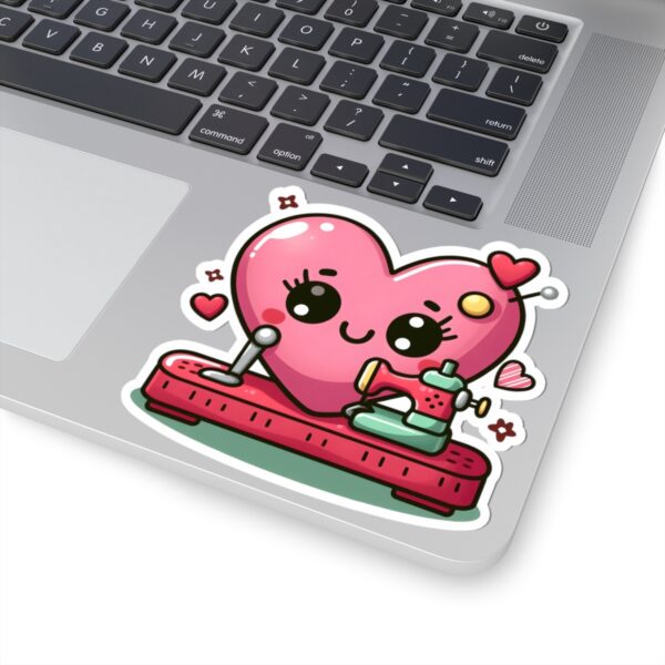 Cute Heart Sewing Machine Kiss-Cut Stickers for Crafters, Gifts & Decor