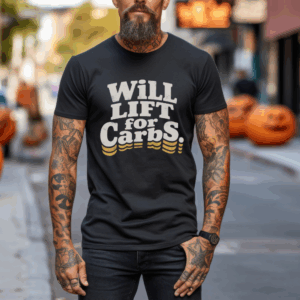 Funny Gym Shirt for Fitness Lovers – Will Lift for Carbs Tee