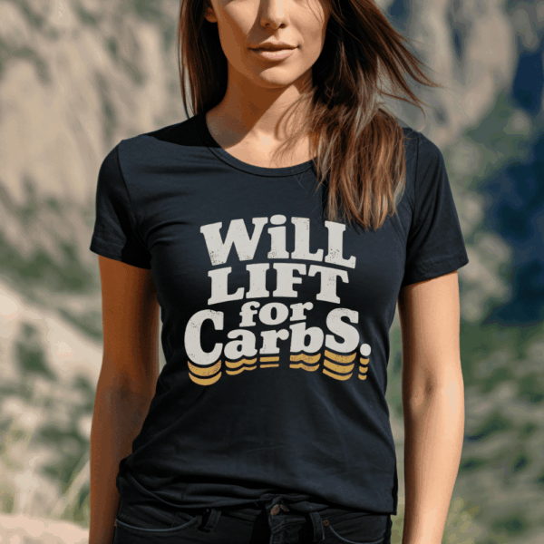 Funny Gym Shirt for Fitness Lovers – Will Lift for Carbs Tee