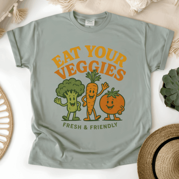 Eat Your Veggies Retro Shirt | Cute Vegan Tee | Vintage Vegetable Graphic