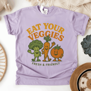 Eat Your Veggies Retro Shirt | Cute Vegan Tee | Vintage Vegetable Graphic