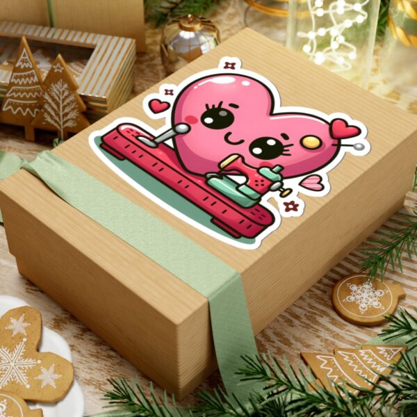 Cute Heart Sewing Machine Kiss-Cut Stickers for Crafters, Gifts & Decor