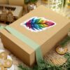 Vibrant Rainbow Feather Kiss-Cut Stickers - Artistic Laptop Decor
