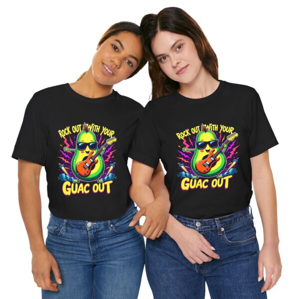 Funny Rock Out With Your Guac Out T-Shirt – Rock 'n Roll Avocado Humor Tee