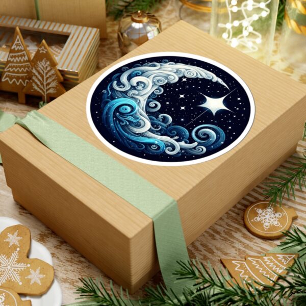 Celestial Wave Kiss-Cut Stickers | Ocean-Inspired Art for Laptop & Water Bottles