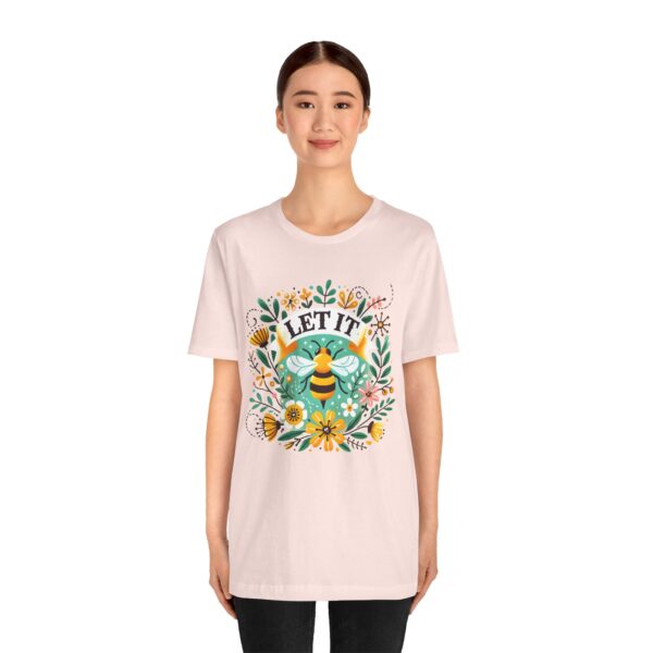 Let It Bee Floral Design - Nature-Inspired Bee and Flowers Art Unisex Jersey Short Sleeve Tee