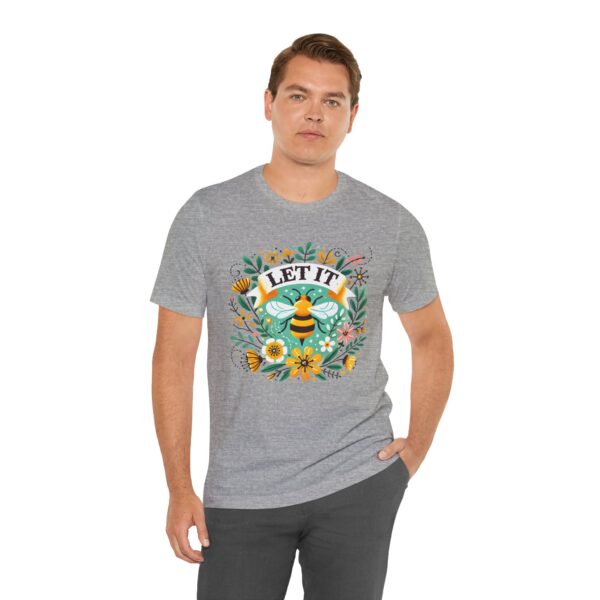 Let It Bee Floral Design - Nature-Inspired Bee and Flowers Art Unisex Jersey Short Sleeve Tee