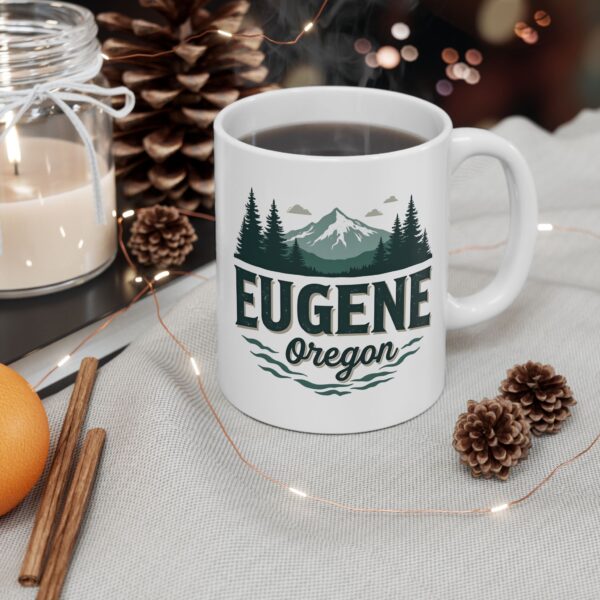 Eugene Oregon: College Town Vibes, Outdoor Adventure Nature Ceramic Mug, (11oz, 15oz)