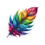 Vibrant Rainbow Feather Kiss-Cut Stickers - Artistic Laptop Decor