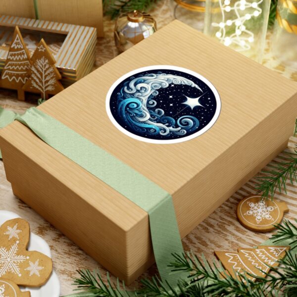 Celestial Wave Kiss-Cut Stickers | Ocean-Inspired Art for Laptop & Water Bottles