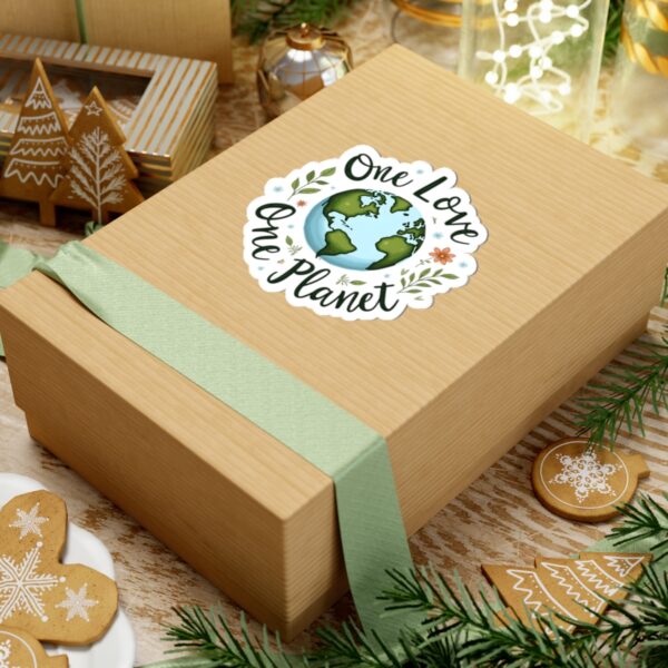One Love One Planet Kiss-Cut Stickers - Eco-Friendly Nature Vibe Stickers for Sustainable Living
