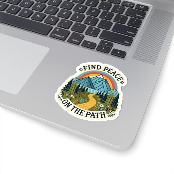 Find Peace Kiss-Cut Sticker - Nature Inspired, Outdoor Vibe, Perfect for Travel and Self-Care