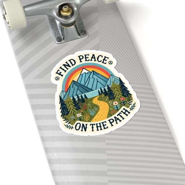 Find Peace Kiss-Cut Sticker - Nature Inspired, Outdoor Vibe, Perfect for Travel and Self-Care