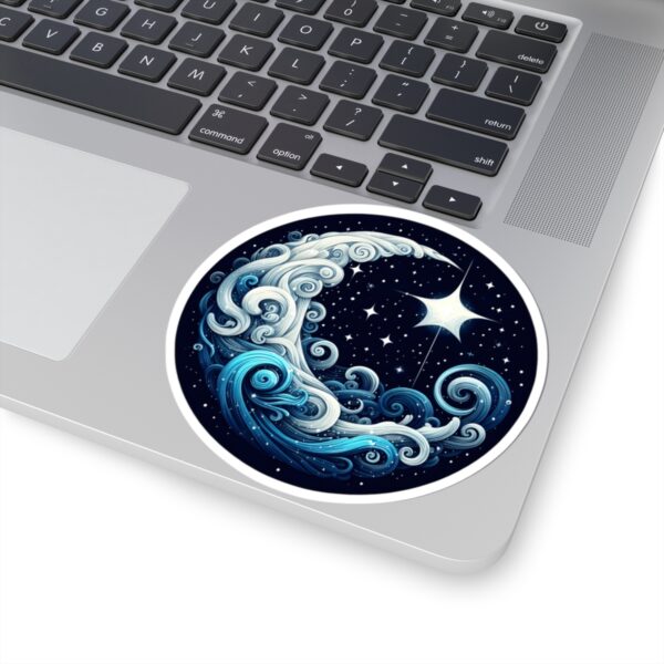 Celestial Wave Kiss-Cut Stickers | Ocean-Inspired Art for Laptop & Water Bottles